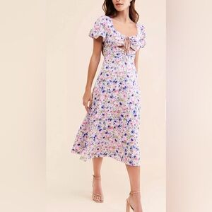 Astr Floral Midi Dress - Multicolor